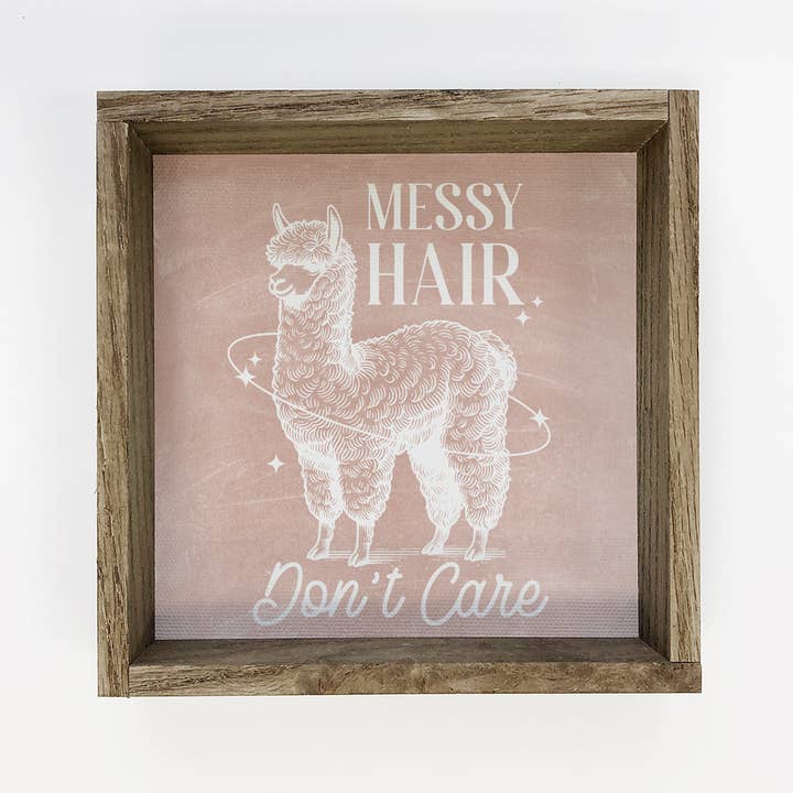 Messy Hair Don't Care Llama - Funny Animal Canvas Art for wholesale by Hangout Home
