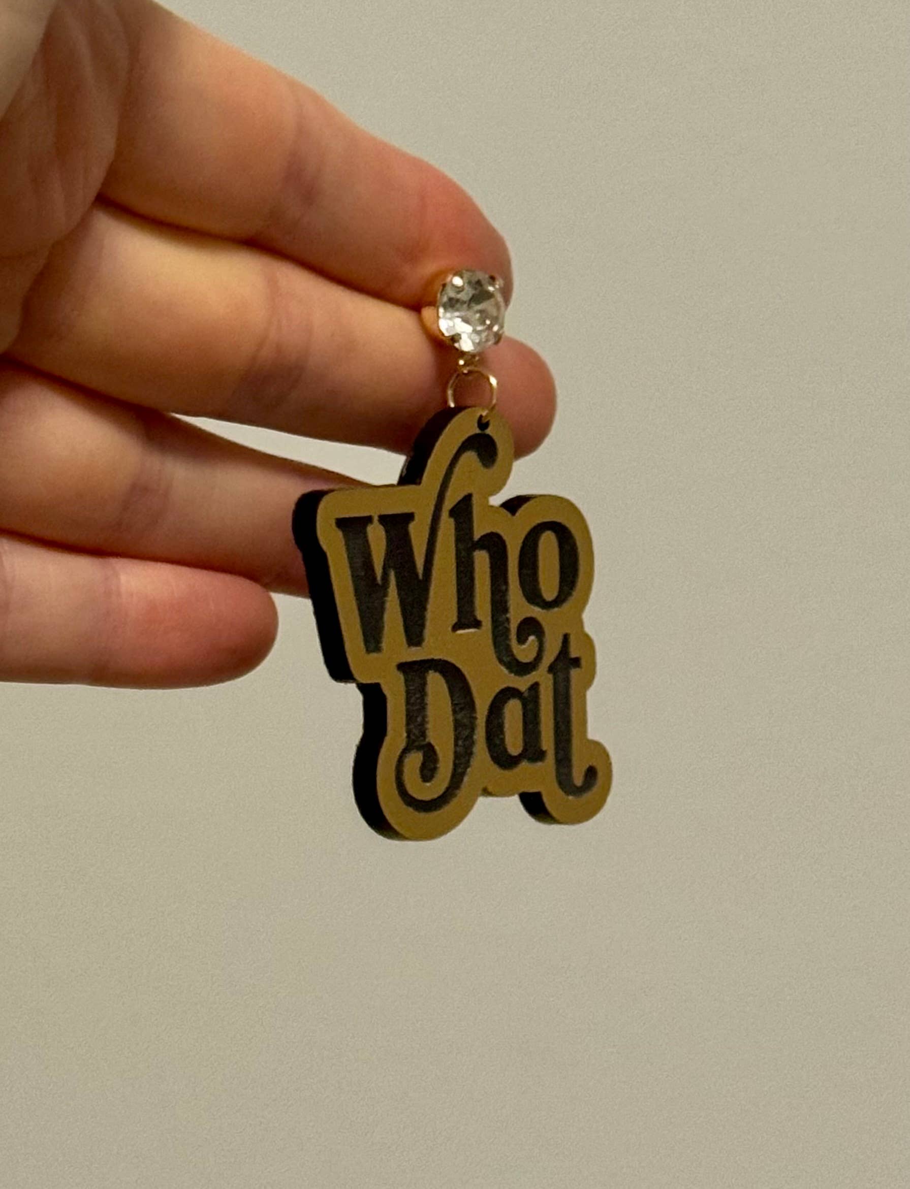 Louie Love - Wholesale Dangle Earrings - Black & Gold Saints Nola Football Gameday Acrylic Earrings1