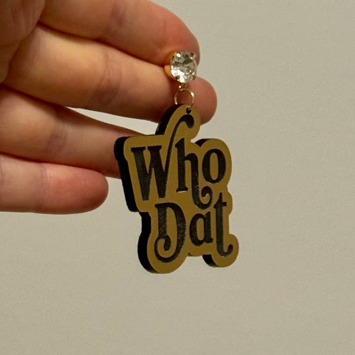 Louie Love - Wholesale Dangle Earrings - Black & Gold Saints Nola Football Gameday Acrylic Earrings1