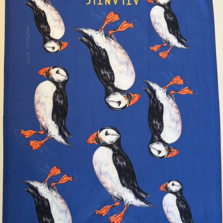 Claire Loon Baldwin Illustration - Wholesale Tea Towel - Atlantic Puffin Tea Towel 3