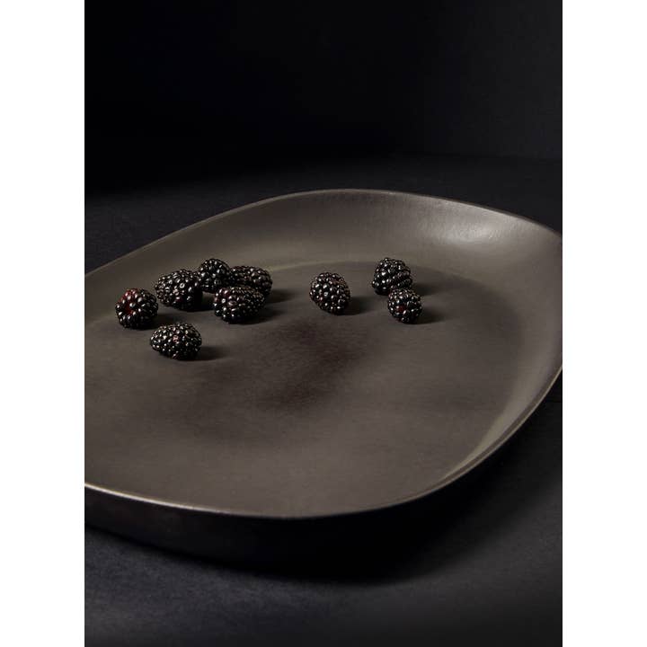 GHARYAN Stoneware & Olive Wood Tableware | USA - Wholesale Serving Plate - Handmade Stoneware Serving Platter - Long | Dadasi3