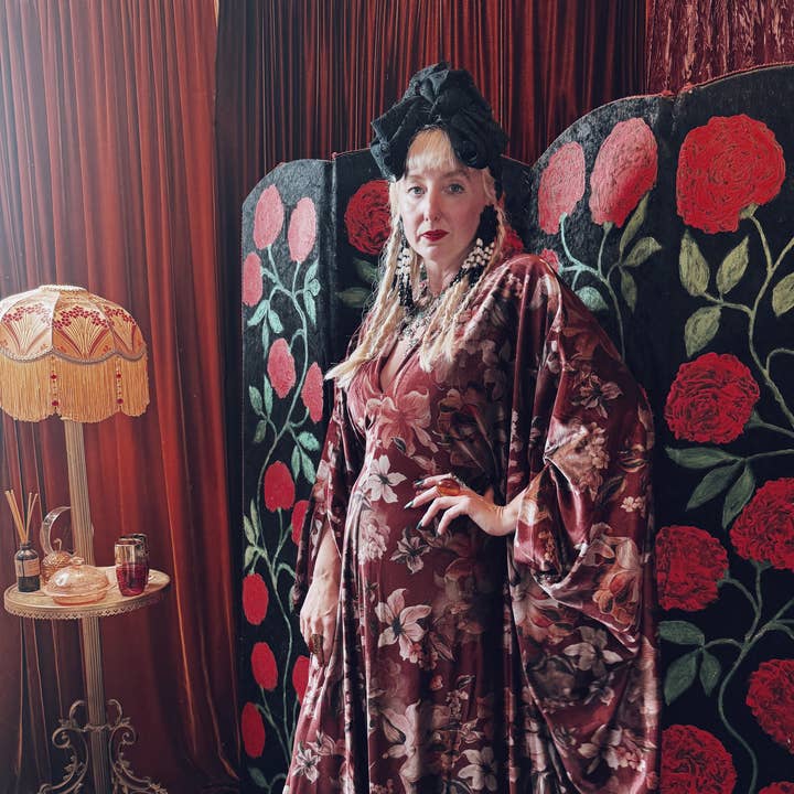Sacred Rose Opulent Velvet V-Neck Kaftan Gown and other Purchase wholesale wine centre. Free returns & net 60 terms on Faire trending on Faire.