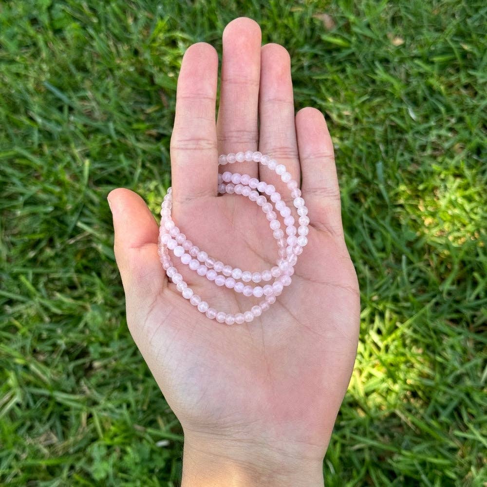 Earths Elements Wholesale - Wholesale Beaded Bracelet - Crystal Bracelet - 4mm Rose Quartz, pack of 51