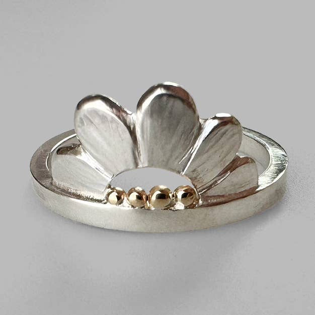 Handmade Floral Flower Crown Ring for wholesale by McKenzie Mendel Jewelry