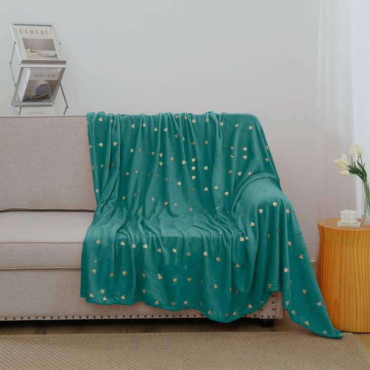 BOD HOME - Venta al por mayor Mantas de sofá - Manta de amor estampada azul turquesa