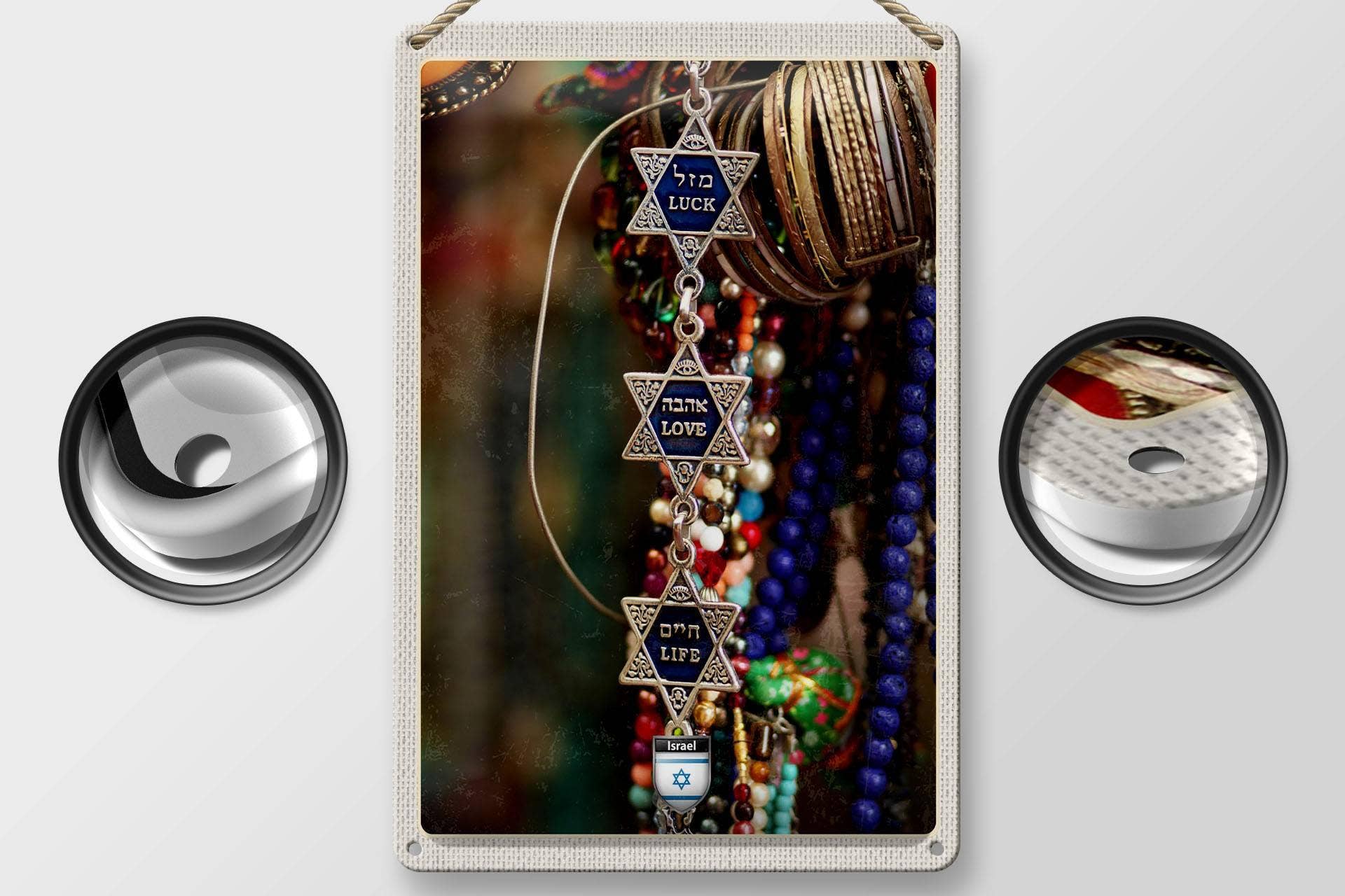 Femer - Wholesale Sign - Travel tin sign 20 x 30 cm chain decoration jewelry Israel faith sign tin sign1