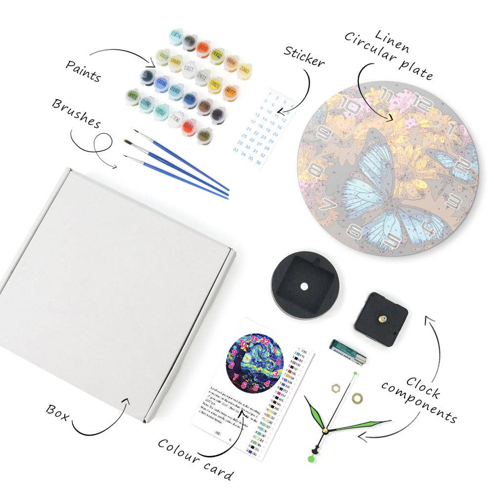Paint Your Numbers - Wholesale DIY Craft Kit - Paint the Moment – Butterfly Bloom Clock Kit14