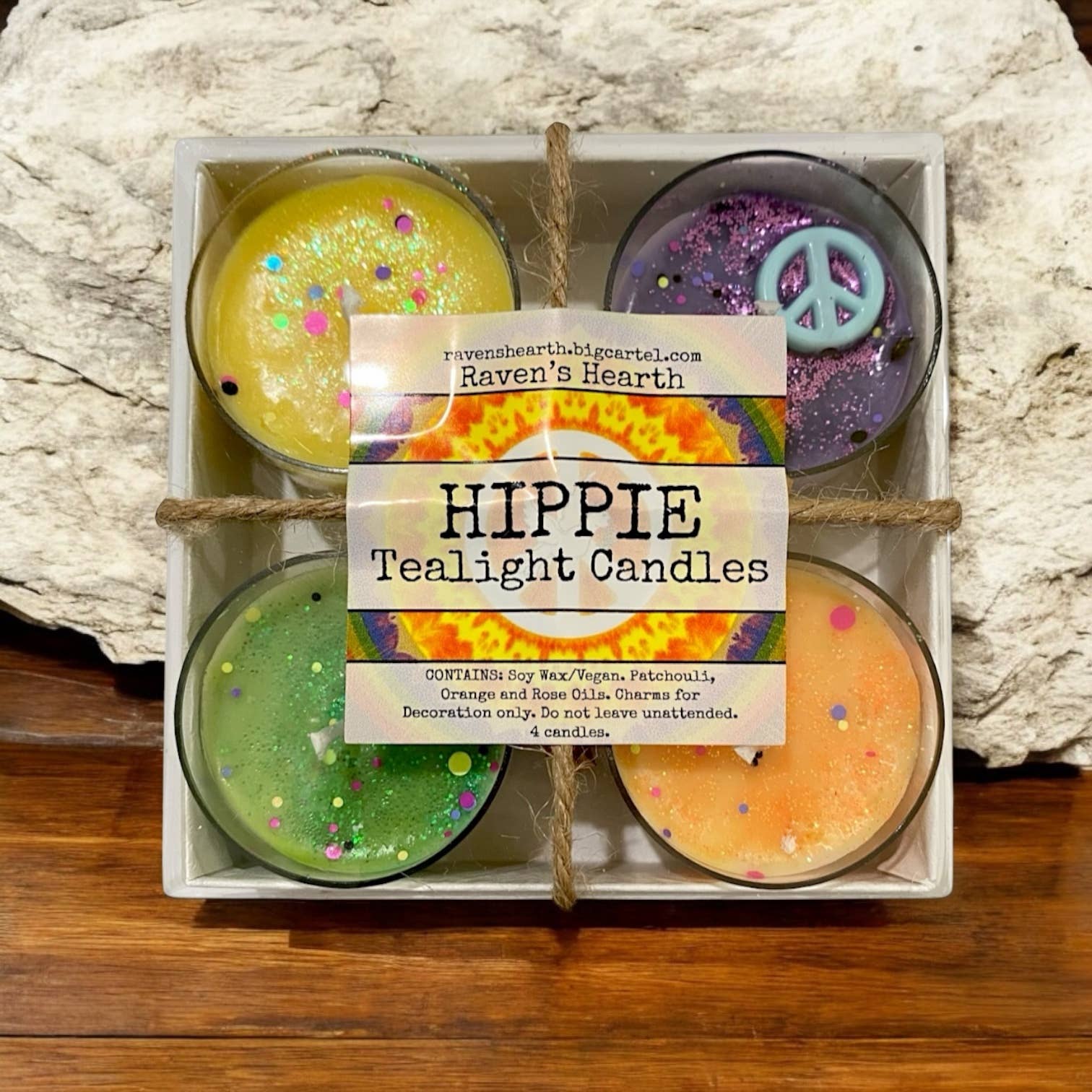 Raven’s Hearth – Velas aromáticas por atacado – Velas Vela de Chá Hippie | Patchouli, Sândalo e Rosa2