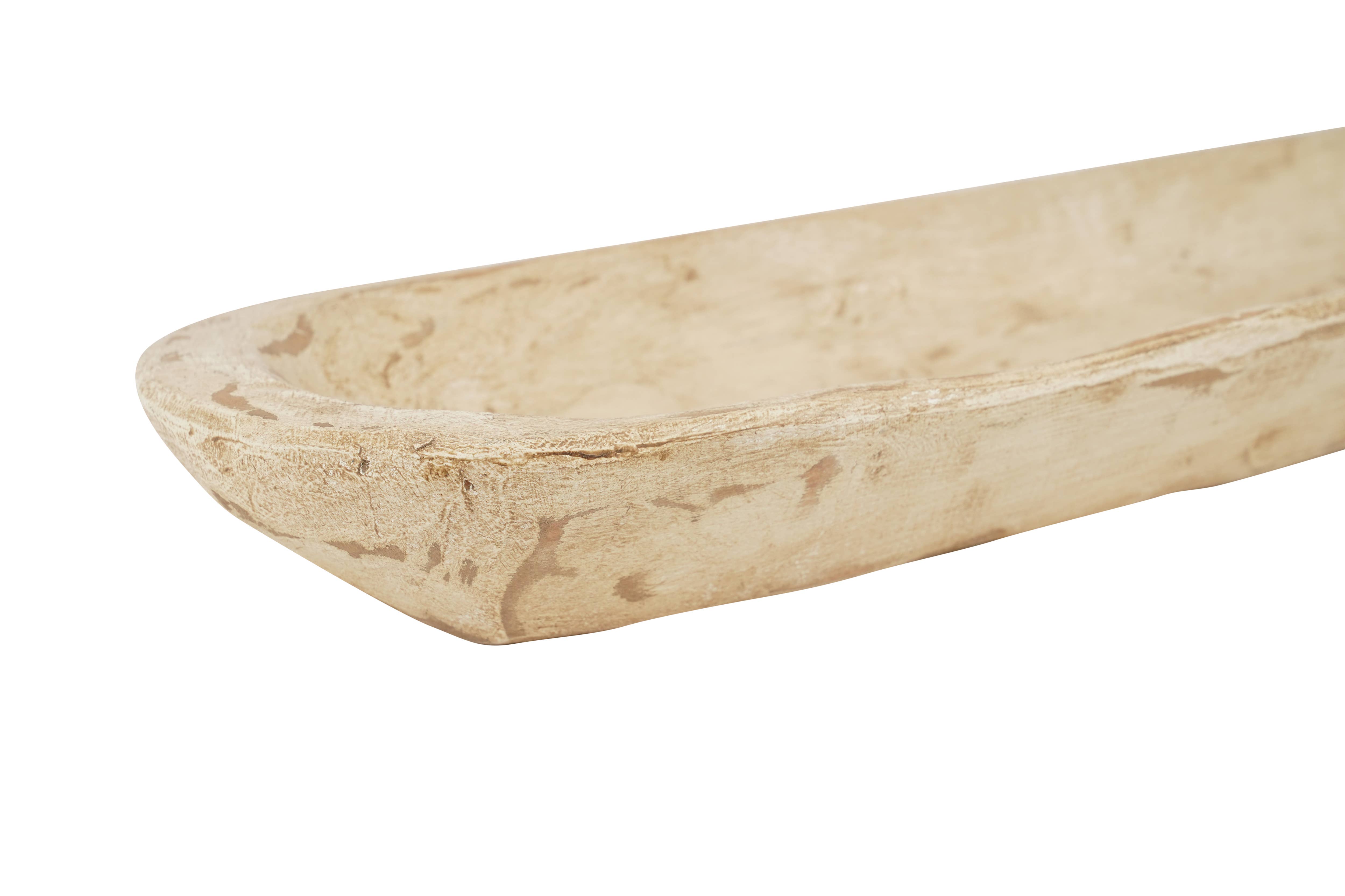 My Amigos Imports - Wholesale Decorative Plate/Dish/Bowl - Long Baguette Dough Bowl-Farmhouse-Wood-6x40-Antiqued White1