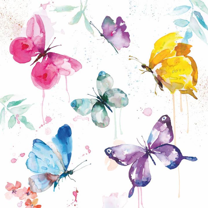 BEV-BUTTERFLY COLLECTION, WHITE BY AMBIENTE for wholesale by Paperproducts Design • Ambiente