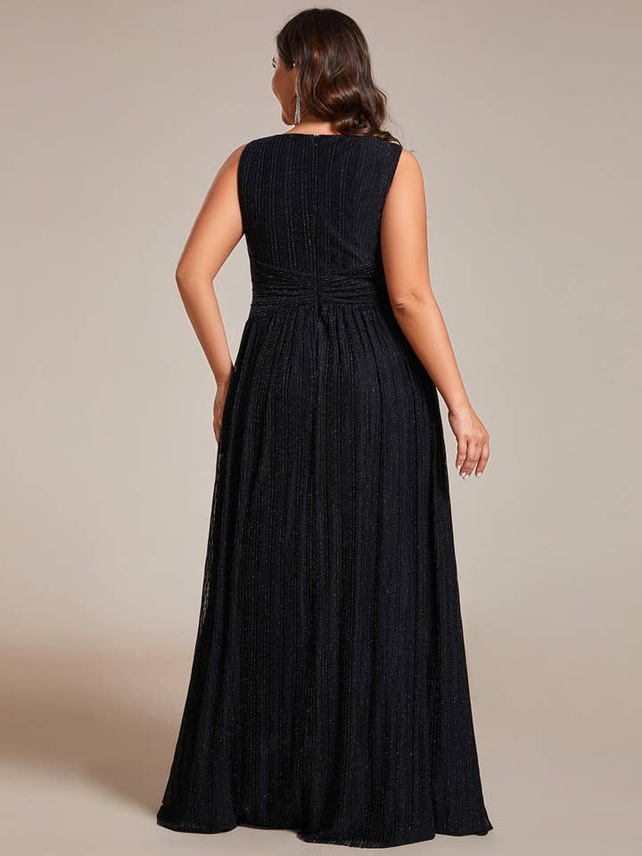 Ever-Pretty - Wholesale Gown – Women's - Plus Glittery Pleated Empire Waist Evening DressEE0213315