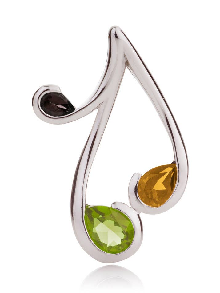 Ciondolo Tana in argento con peridoto, citrino e quarzo fumé per la vendita all'ingrosso da parte di Manja