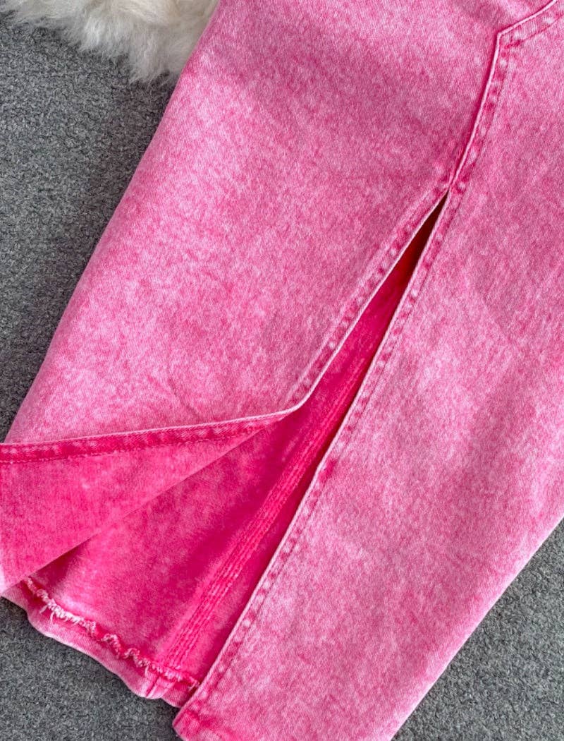 PINK Denim Cropped Jacket and Split-Hem Midi Skirt Set for wholesale on Faire1