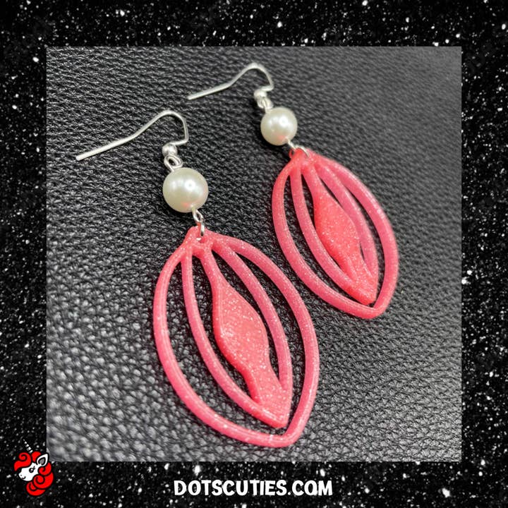 Pink Glitter Vagina Vulva dangle earrings | Woman, femme, Pu for wholesale by Dot's Cuties
