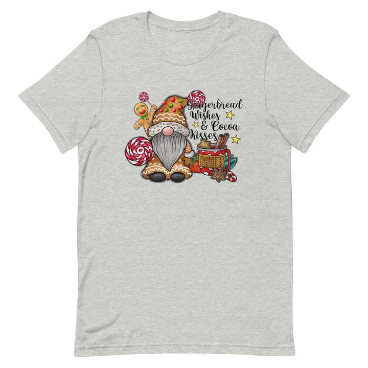 Gingerbread Kisses Gnome Unisex t-shirt for wholesale by SUNFLOWER DREAMS BOUTIQUE
