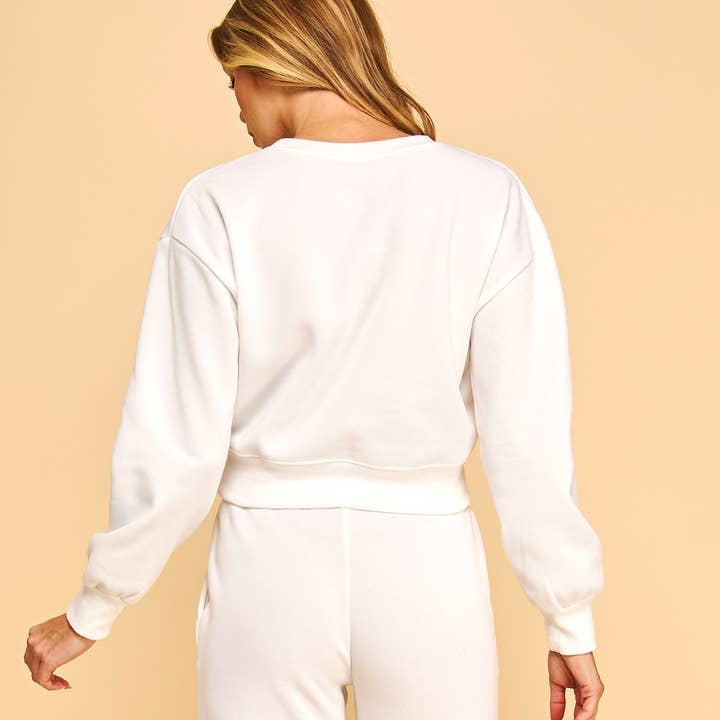 FREEZIA - Wholesale Sweatshirt - Women's - FLEECE CREW NECK CROPPED PULLOVER SWEATSHIRTS TOP-F7548010