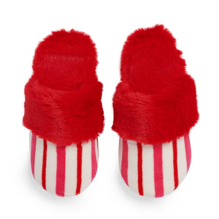 ASST/2 SIZES CANDY STRIPE SLIPPERS,MULTI for wholesale by Shiraleah