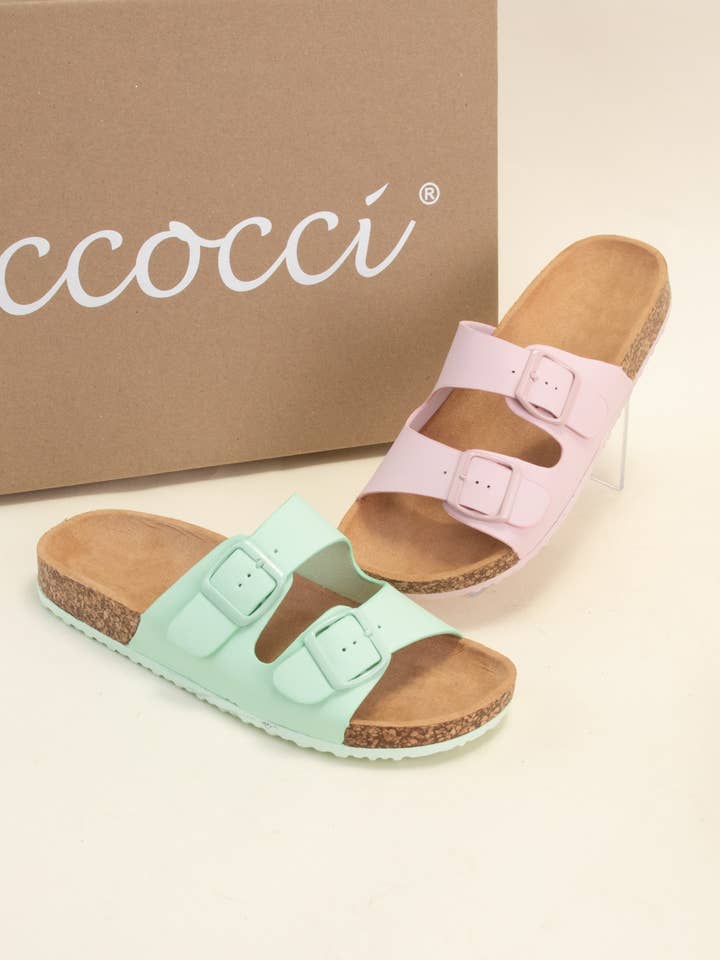 CCOCCI - Wholesale Sandals - Women's - AUDRINA COLOFUL DOUBLE BUCKLE STRAP SANDAL