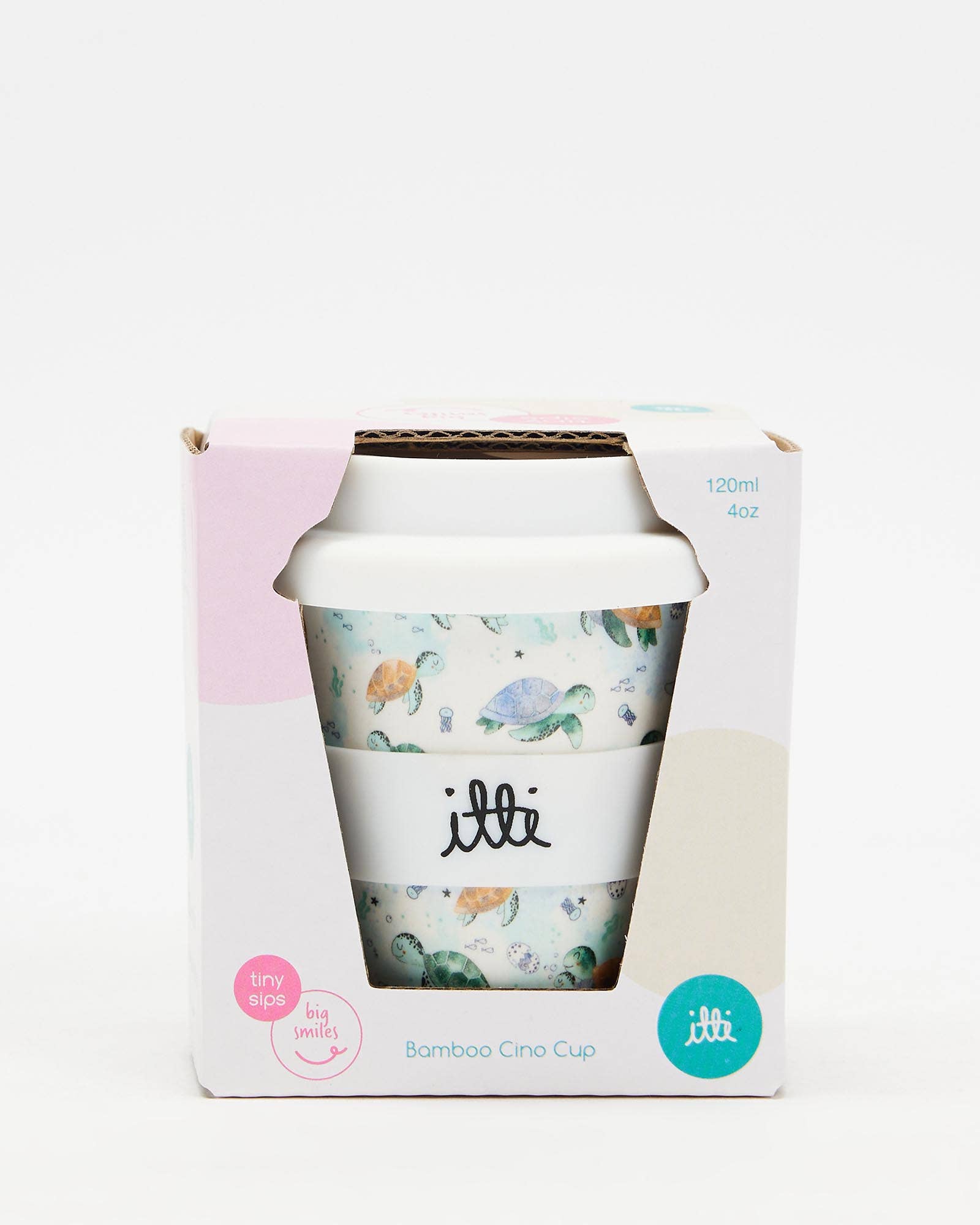 Itti - Vente Verre/tasse – enfant et bébé - Itti Tasse Baby Cino en bambou avec 2 pailles - motif tortues2