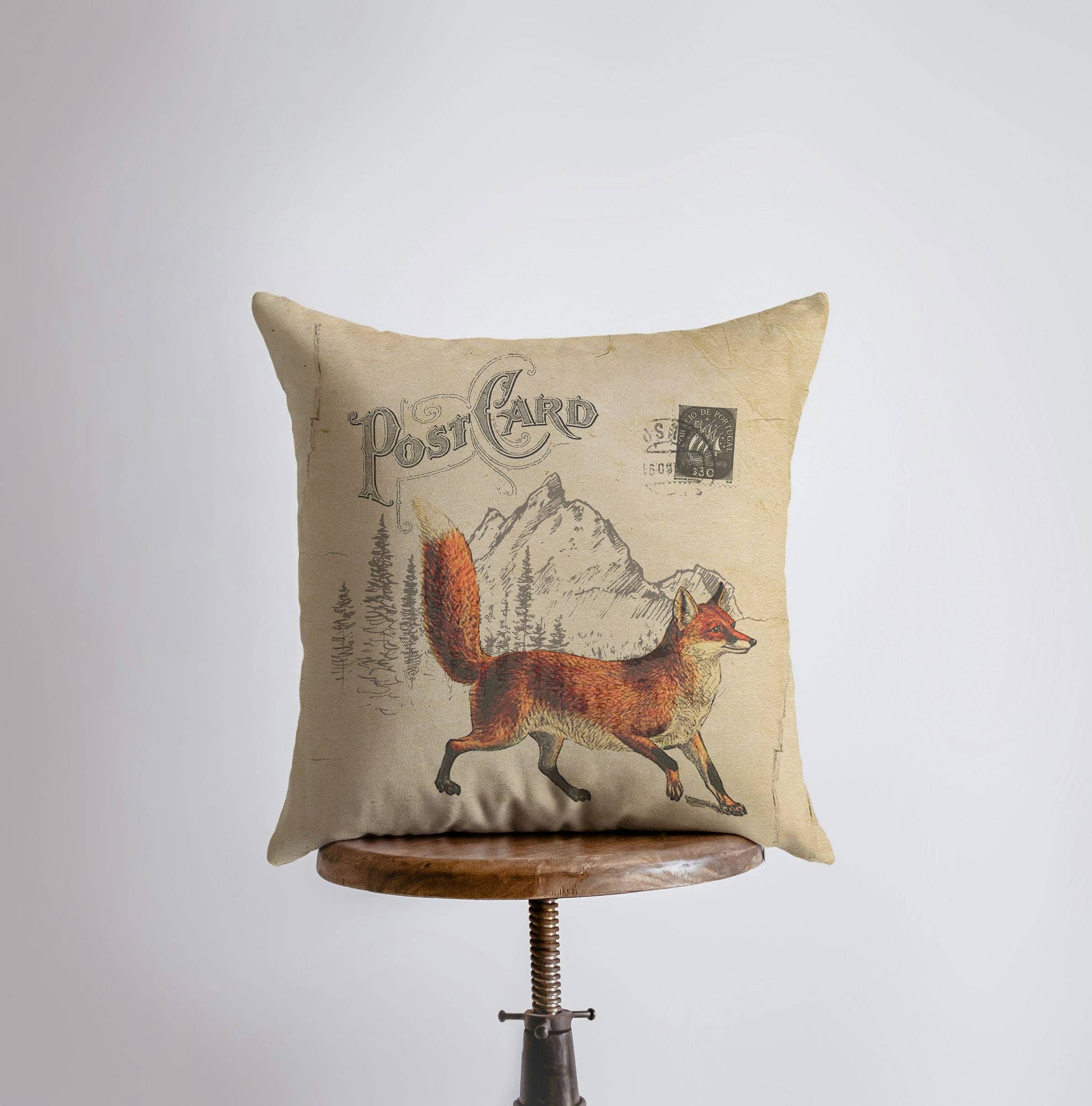 UniikPillows - Wholesale Throw Pillow Cover - Fox Postcard | Pillow Cover | Postcard Pillow | Farmhouse Decor | Home Decor | Animals | Cute Animals | Watercolor Animals | Wild Animals