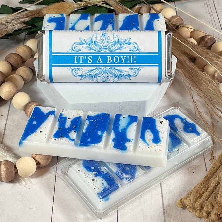 It's A Boy Rose-Baby Powder Scented Coconut Blend Wax Melts for wholesale by Honey Jar Creations