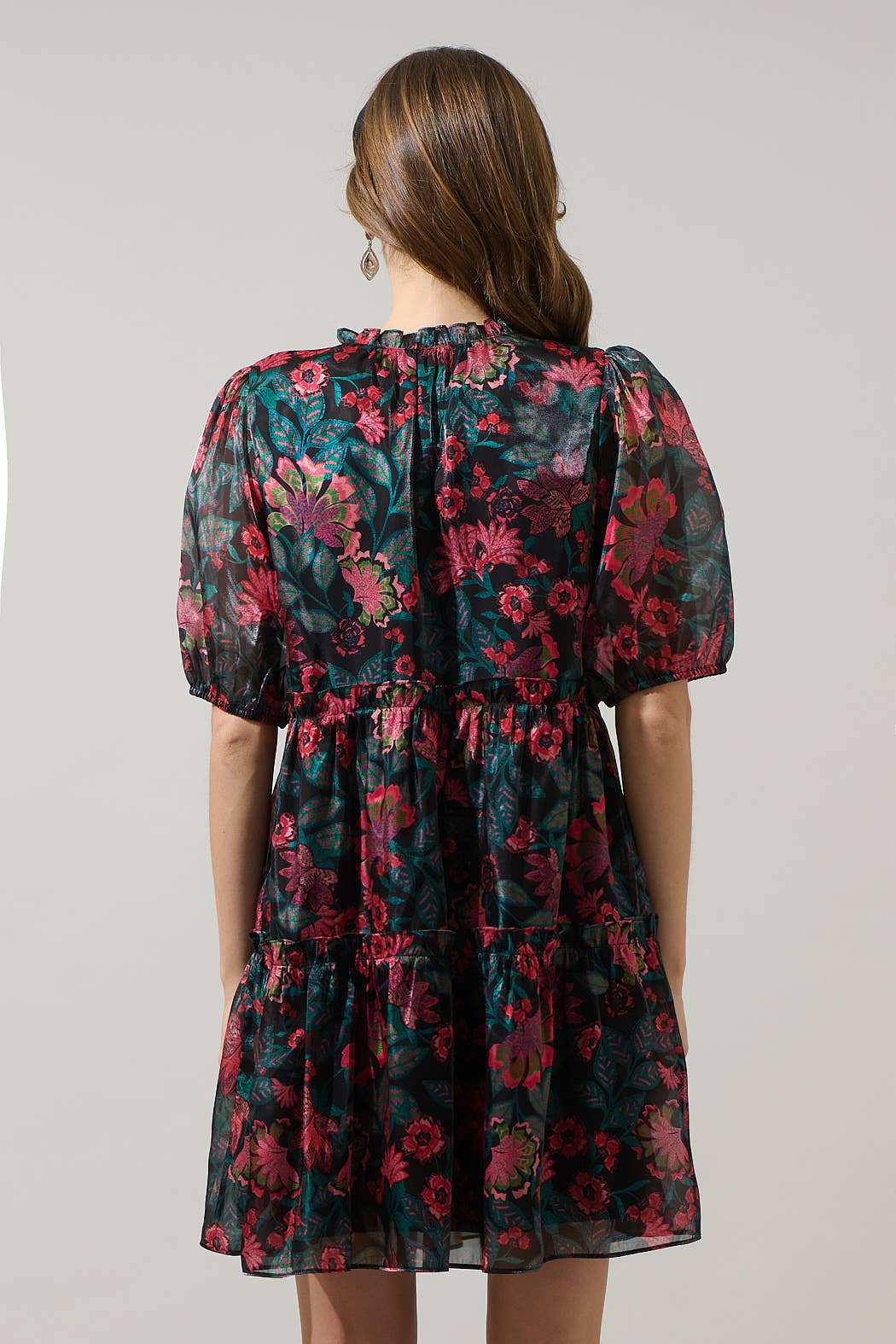 BLK TEAL RED Briala Organza Islen Tiered Mini Dress for wholesale on Faire3