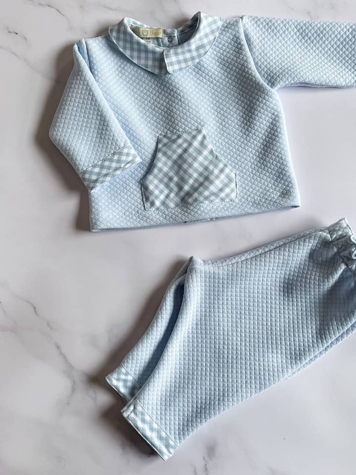 Survêtement matelassé à col vichy pour garçon pour la vente par Dainty Bear