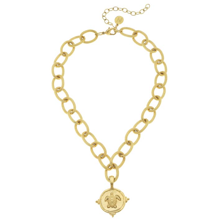 Gold Turtle Necklace for wholesale by Susan Shaw