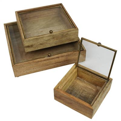 HomArt - Wholesale Decorative Box - Sibella Box, Wood & Brass - Sm3