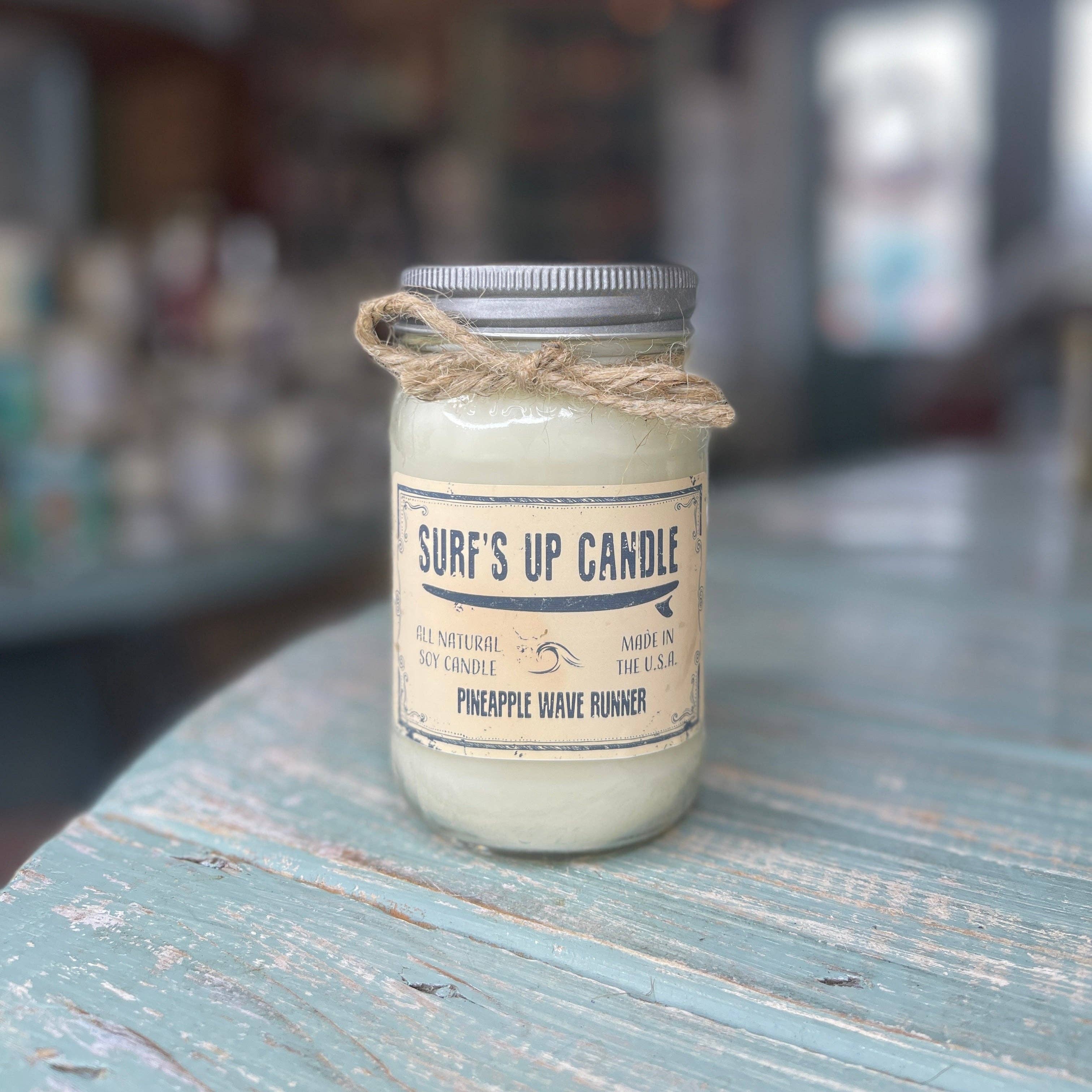 Surfs Up Candle - Wholesale Jar/Filled Candle - Pineapple Wave Runner Mason Jar Candle - Original Collection1