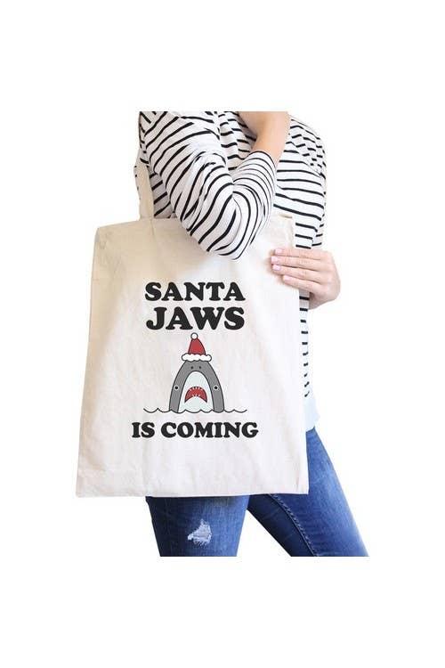 365 In Love - Wholesale Tote Bag - Women's - Santa Jaws Is Coming Canvas Bag1