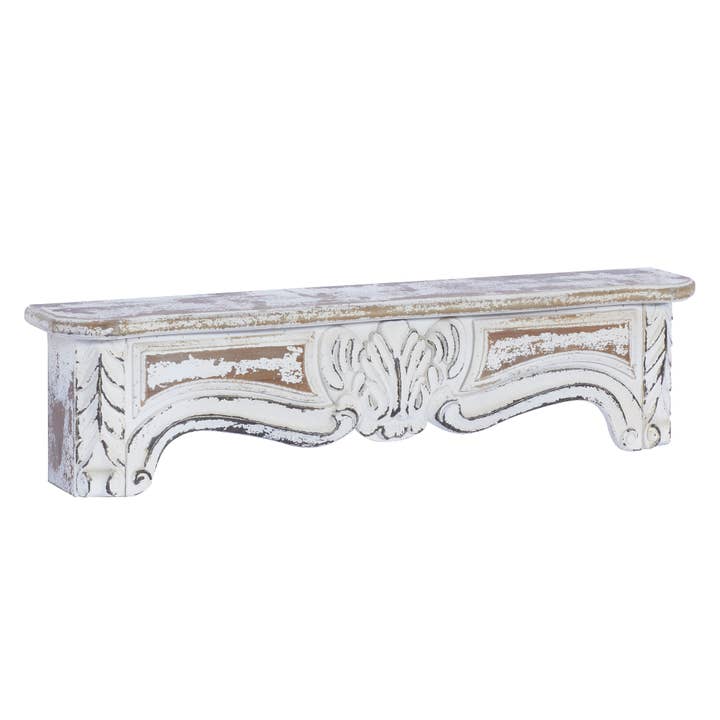 UMA Home Decor - Wholesale Wall Mounted Shelf - Vintage White Wood Wall Shelf