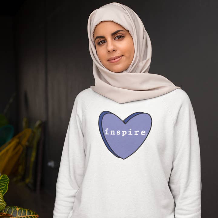 Inspire Blue Candy Heart Unisex Crewneck for wholesale by inspire