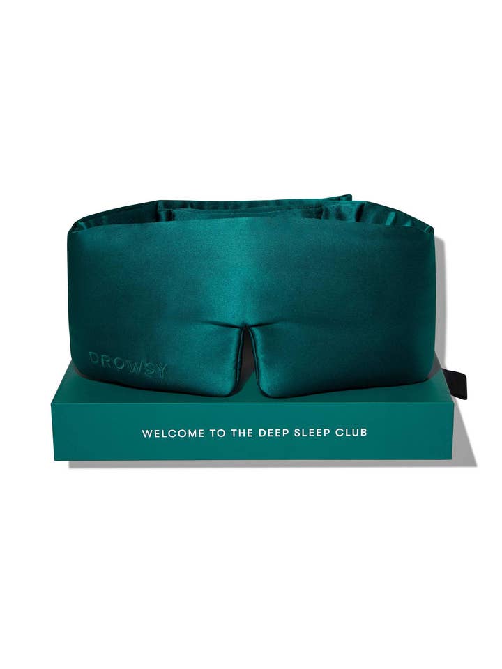 Green Sapphire Silk Sleep Mask for wholesale by DROWSY UK