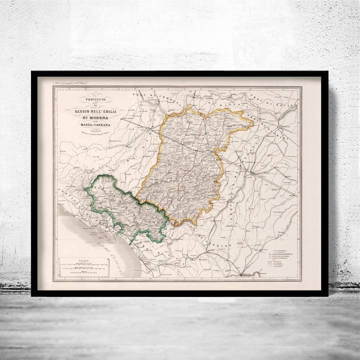 Gammal karta över Massa Carrara-regionen Italien Vintagekarta | Vintagekarta Väggkonst Tryck för wholesale av OldCityPrints - Old Maps and Posters