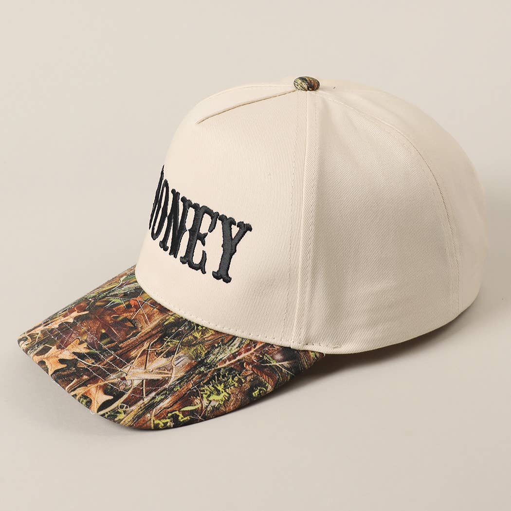 Fashion City - Wholesale Trucker Hat - Unisex - HONEY Lettering Embroidery Camo Two-Tone Cap15