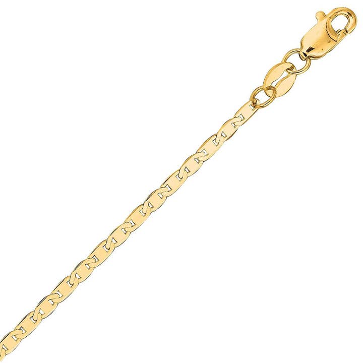 The Diamond Deal - Wholesale Link & Chain Necklace - The Diamond Deal 10k SOLID Yellow Gold 3.2mm Shiny Mens Mariner-Link Chain Necklace or Bracelet Bangle or Foot Anklet for Pendants and Charms with Lobster-Claw Clasp ( 7" 10", 16", 18" 20" 22" 24?)2