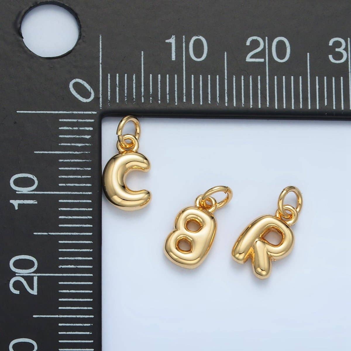 Aim Eternal - Wholesale Individual Charm/Pendant - 16K Gold Filled 10mm Initial Letter Chubby Balloon Mini Charm | A1591 - A160327