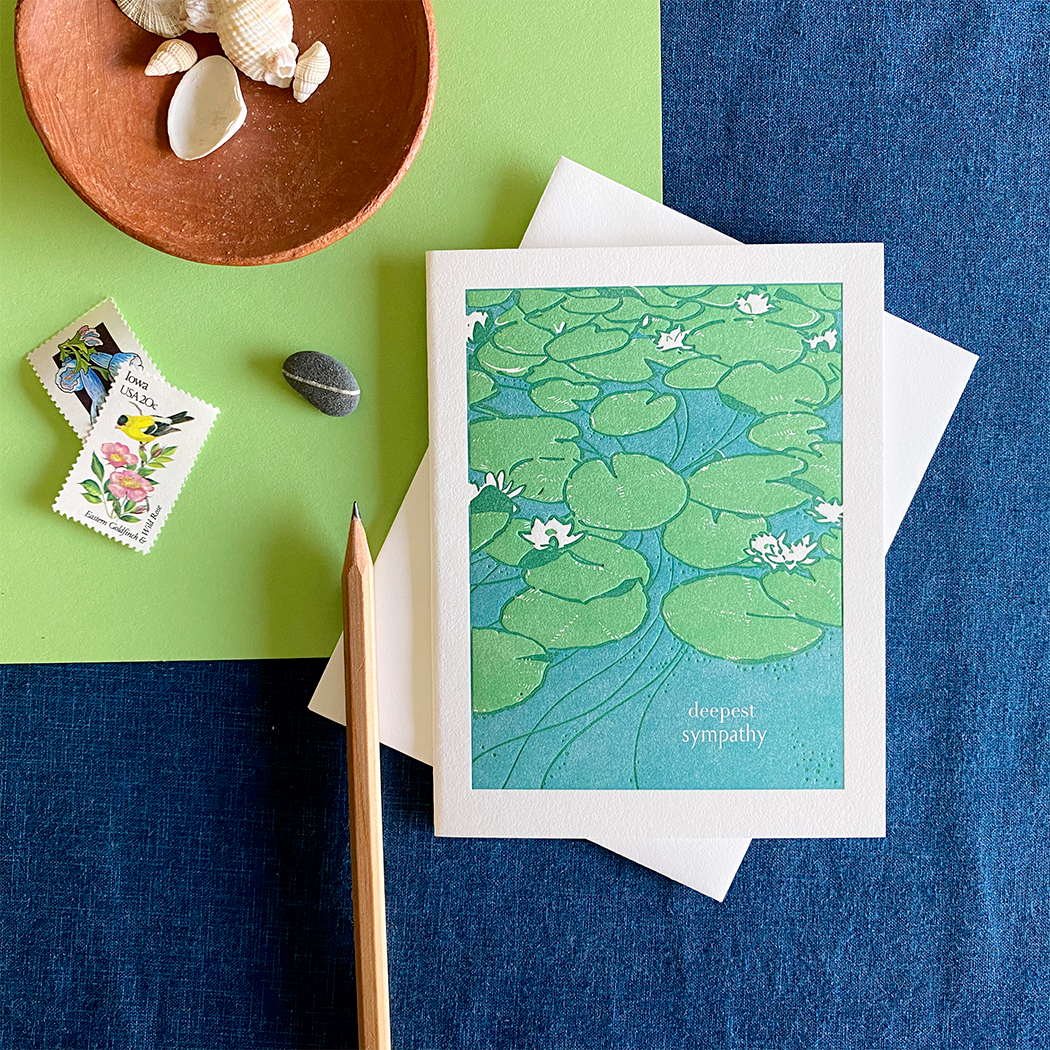 Navy Midnight Press - Wholesale Sympathy Card - Lily Pond Sympathy Card1