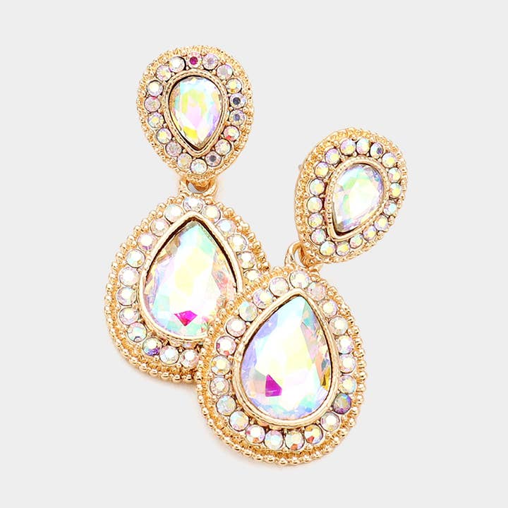 Sensibling Corp. - Wholesale Dangle Earrings - Rhinestone Trim Teardrop Evening Earrings0
