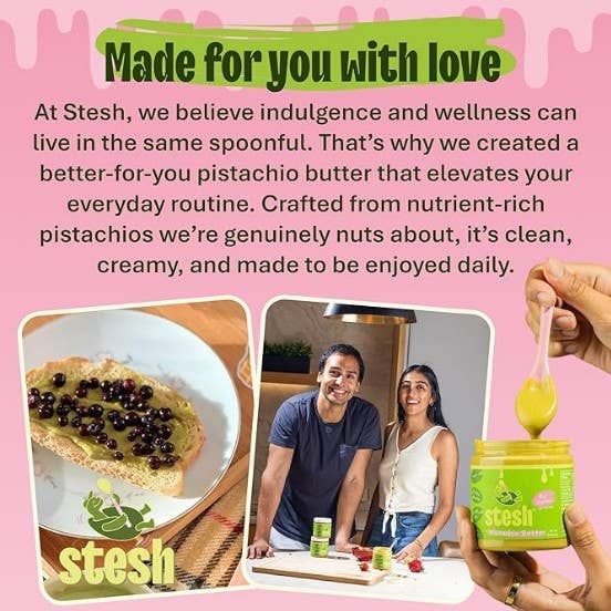 Stesh Butter - Wholesale Nut Butter - Pistachio Butter | Prebiotic Fiber, Vegan, Protein Spread7