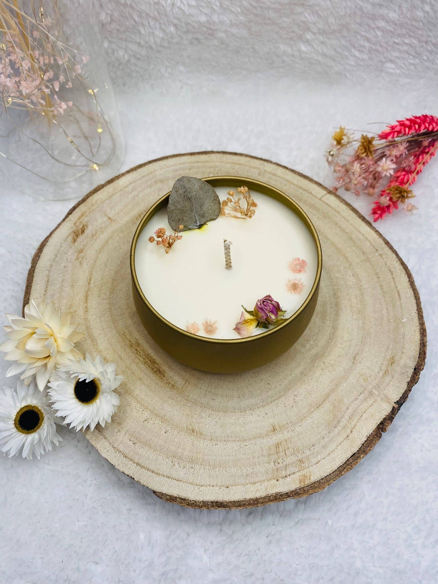 Velas Lindas - Vente Bougie en bocal - Bougie fleurie / Doré0