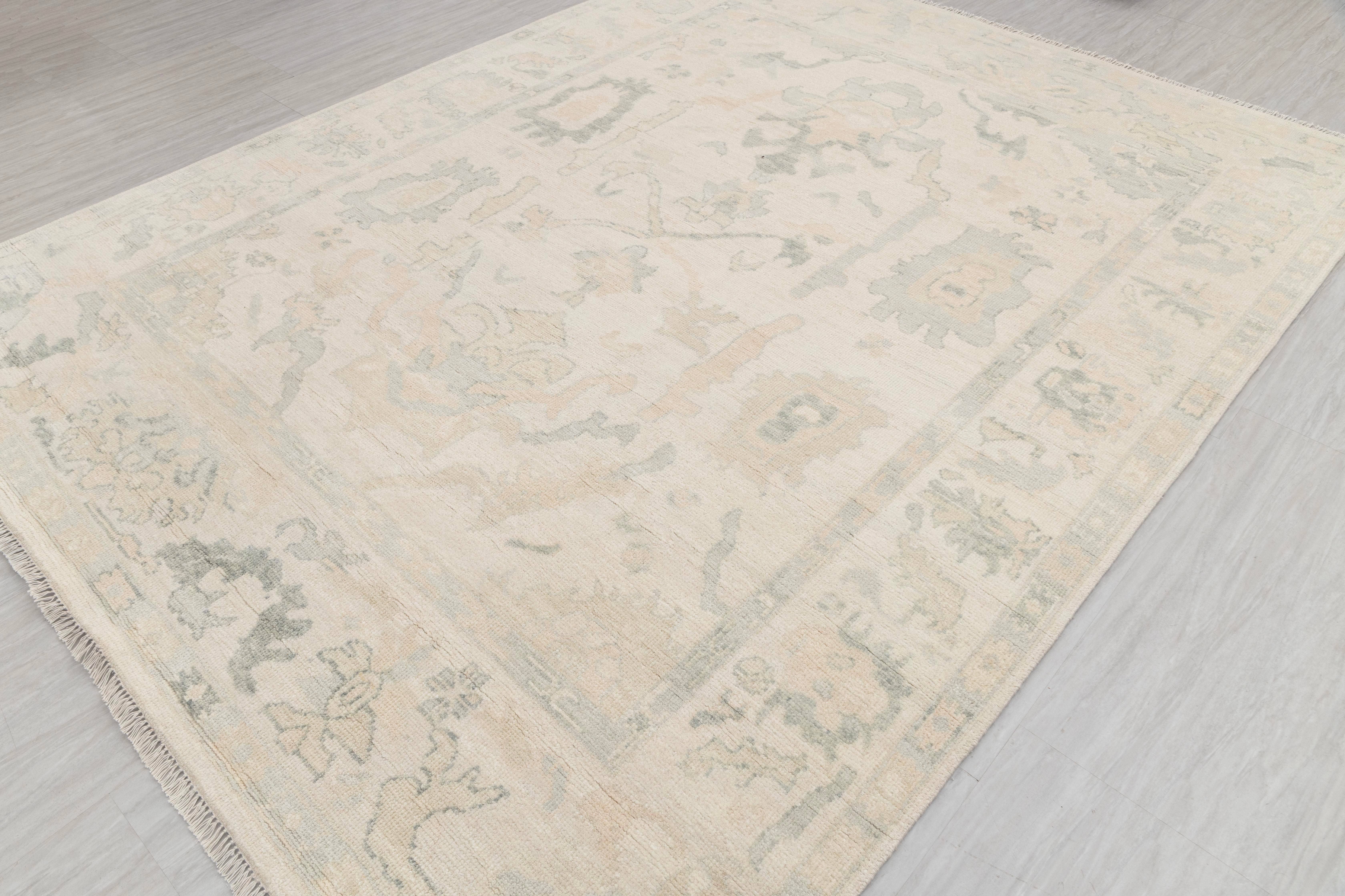 Aesthetic Homes LLC – Tapete por atacado – Tapete de Lã Oushak Creme Marfim, Feito à Mão – JC-61254