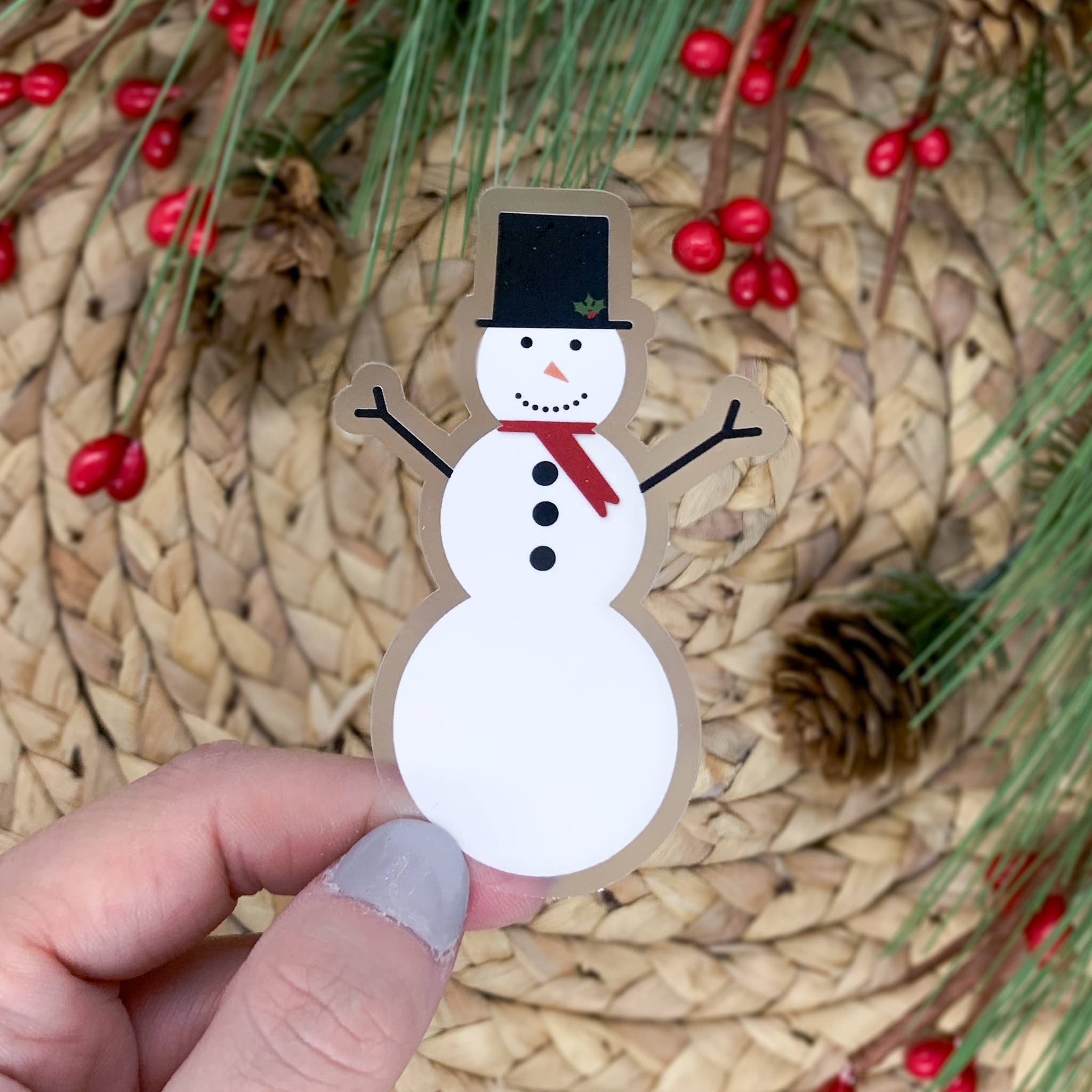 Savannah and James Co - Vendita all'ingrosso Adesivo - Adesivo in vinile trasparente con pupazzo di neve 3x3 in.2