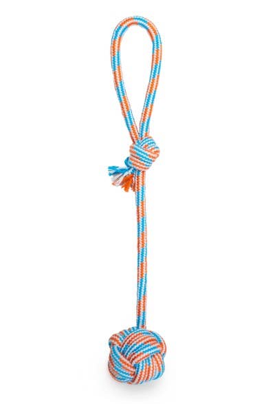Pet Palette Distribution - Wholesale Pet Rope Toy - Dog - ThoozyPet Ball Tug Rope Dog Toy with Handle Blue / Red 17"0