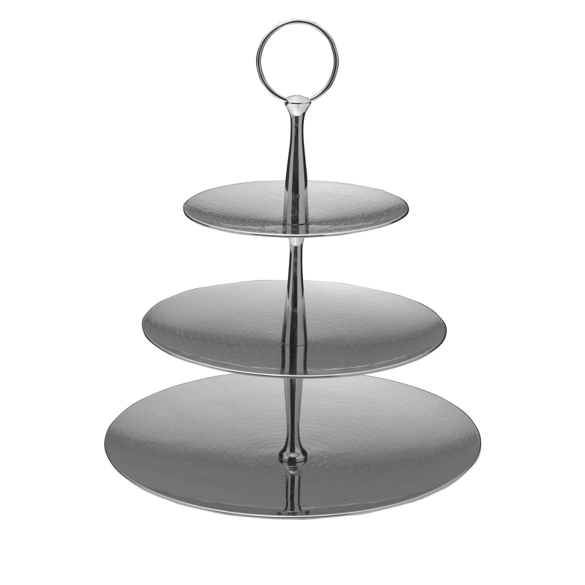 Lifetime Brands Silverwarehouse - Venta al por mayor Bandeja de servir - Servidor de 3 niveles texturizado de acero inoxidable Mikasa0