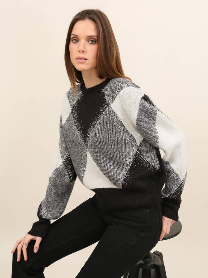 Oversized Trui met Geometrische Patronen voor wholesale door DIX-ONZE