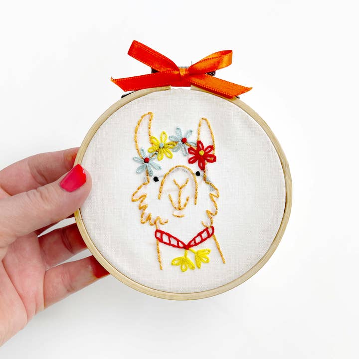 Llama 4-inch embroidery kit for wholesale by Penguin & Fish