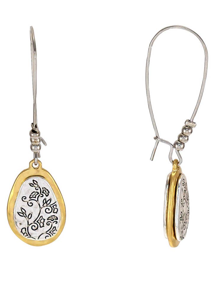 Ruby Rd. - Pendientes Bicolor con Borde Floral para venta al por mayor de caroldauplaisejewelry