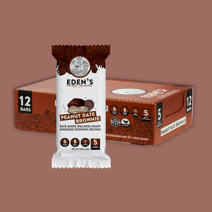 Eden's Unsinful Pleasures - Vendita all'ingrosso Barrette - Barretta Snack al Dattero e Arachidi - Confezione da 120
